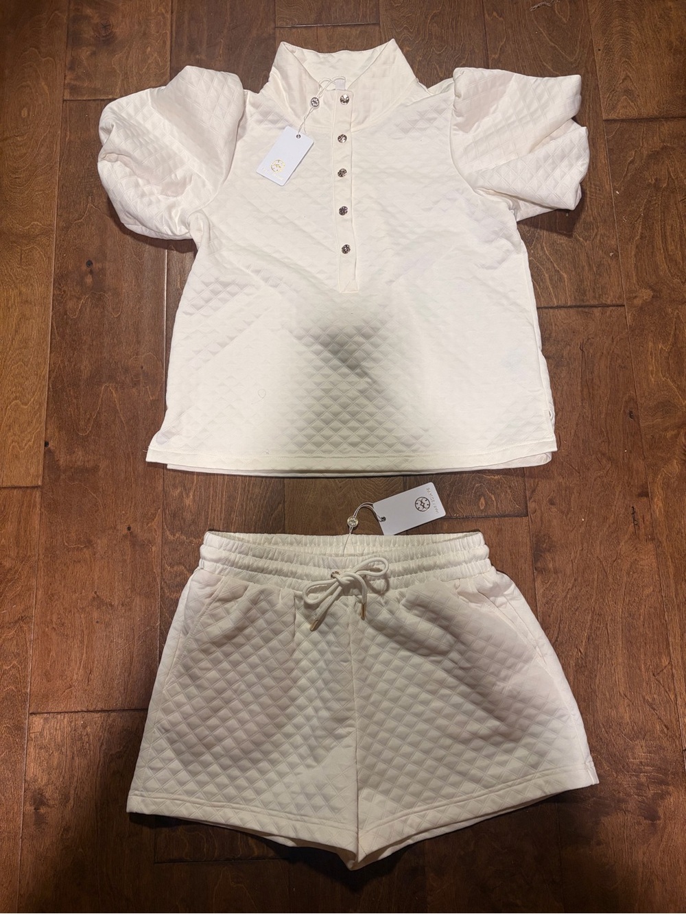 Mary Square Cream Quilted Top and Short set.